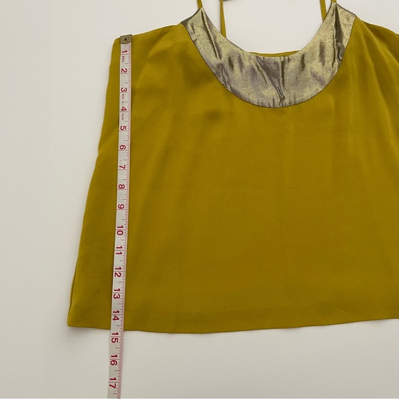 Diane Von Furstenberg Festive chartreuse Silk Cami Top size 10 - Picture 6 of 7